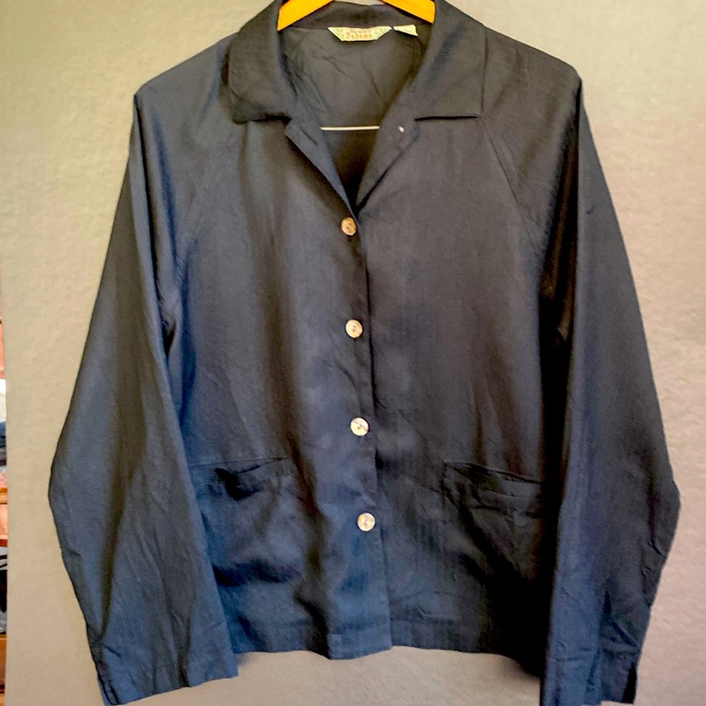 TOMMY BAHAMA  Black Button Up Lined Silk Jacket